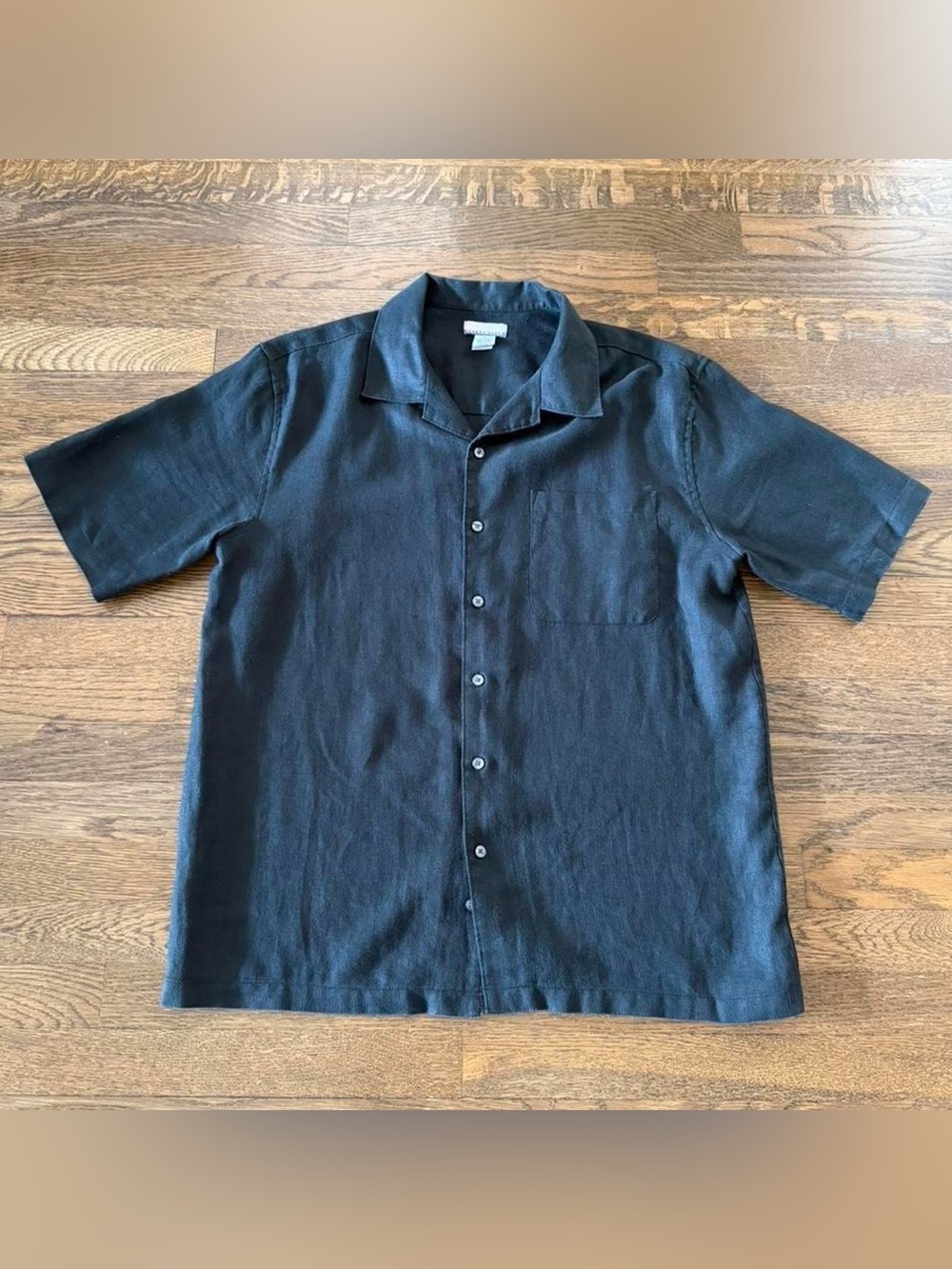 Breakwater 100% Linen Black Short Sleeve Button Up